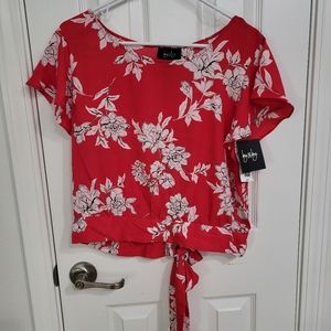 Red floral top